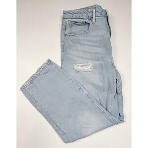 Good American Good Vintage Distressed Crop Jeans 31/12 Light Wash